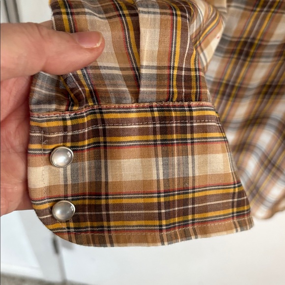 Vintage JCPENNEY brown white gold long sleeve button down western shirt Size L - Picture 6 of 9